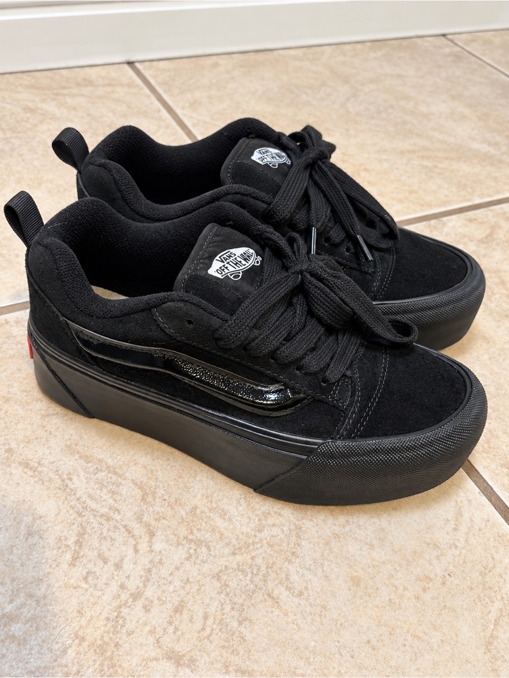 Vans Black Low-Profile Skate Sneakers with Side Stripe 5.5 women’s platform
